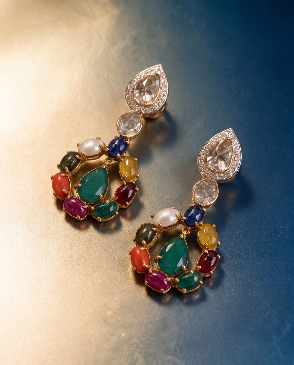 Vidhi Polki And Diamond Long Earrings