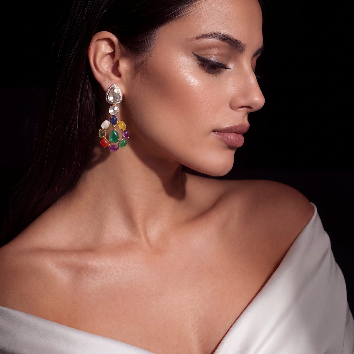 Vidhi Polki And Diamond Long Earrings