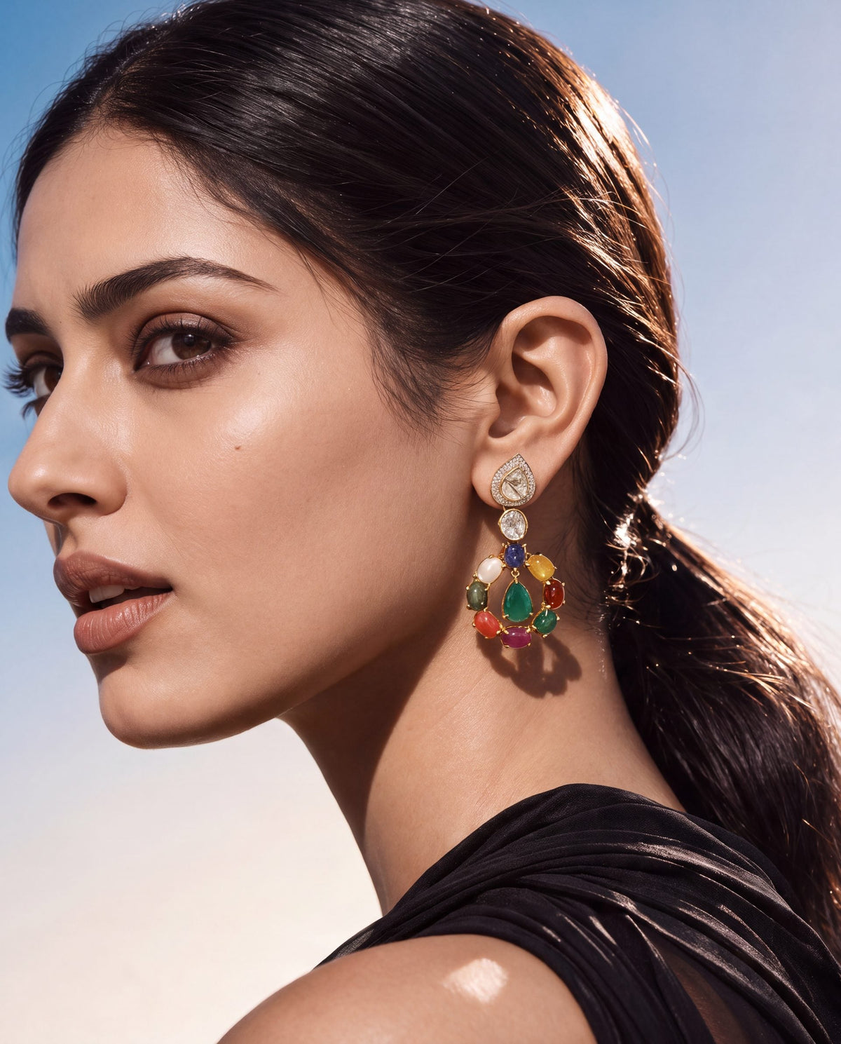 Vidhi Polki And Diamond Long Earrings