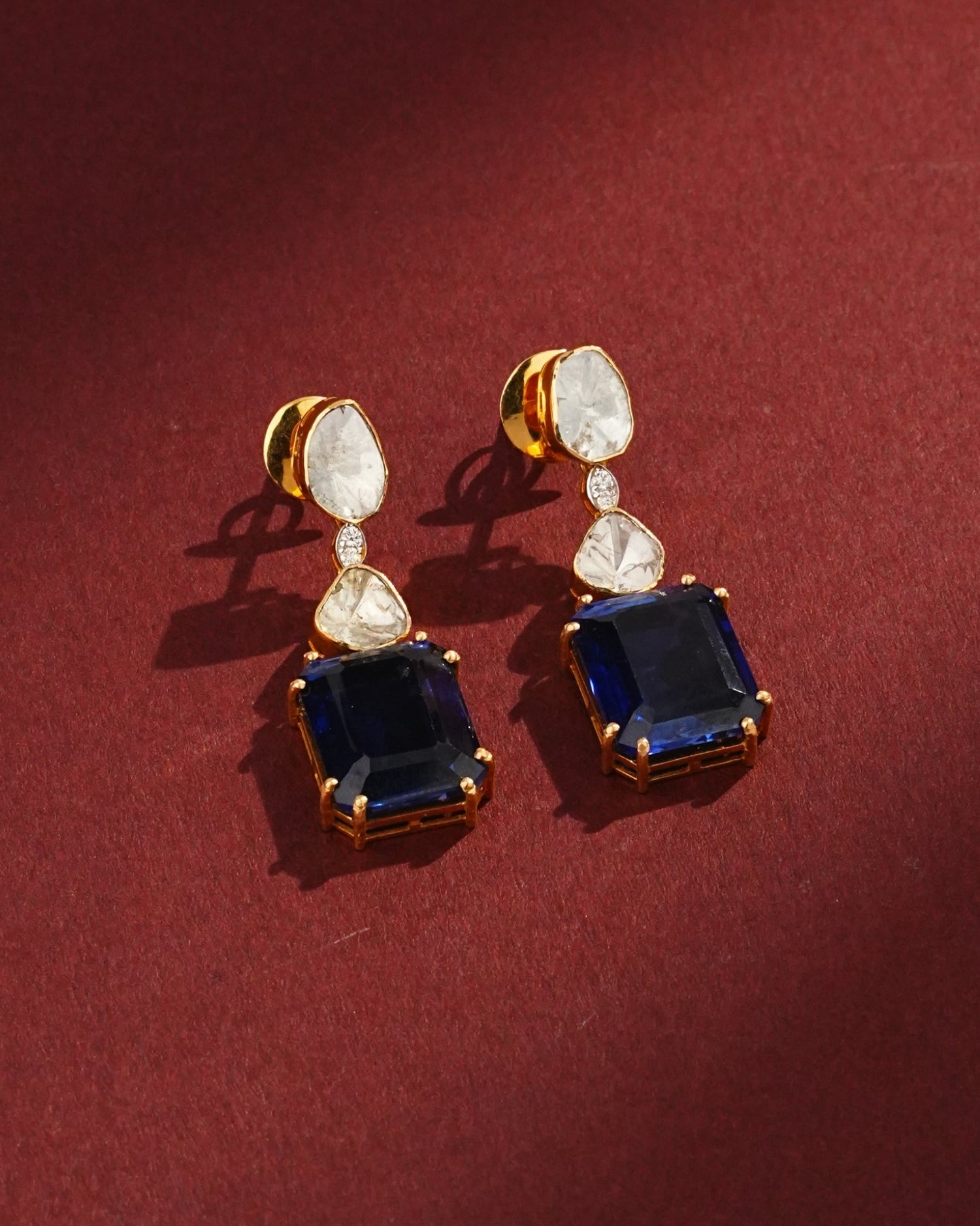 Savya Polki And Diamond Long Earrings