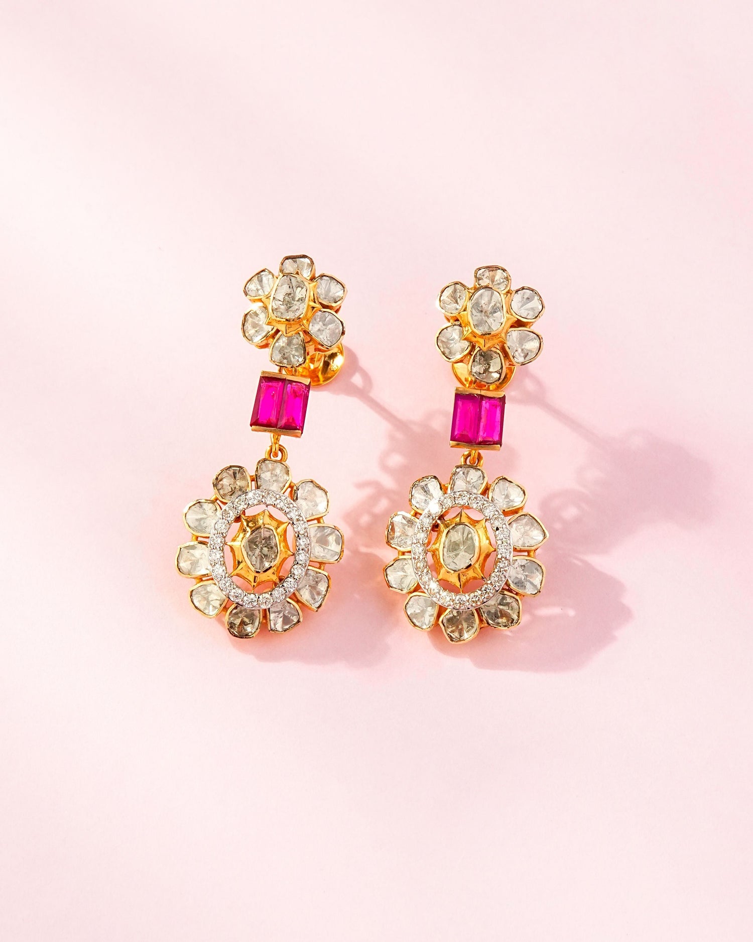 Meenal Polki And Diamond Long Earrings