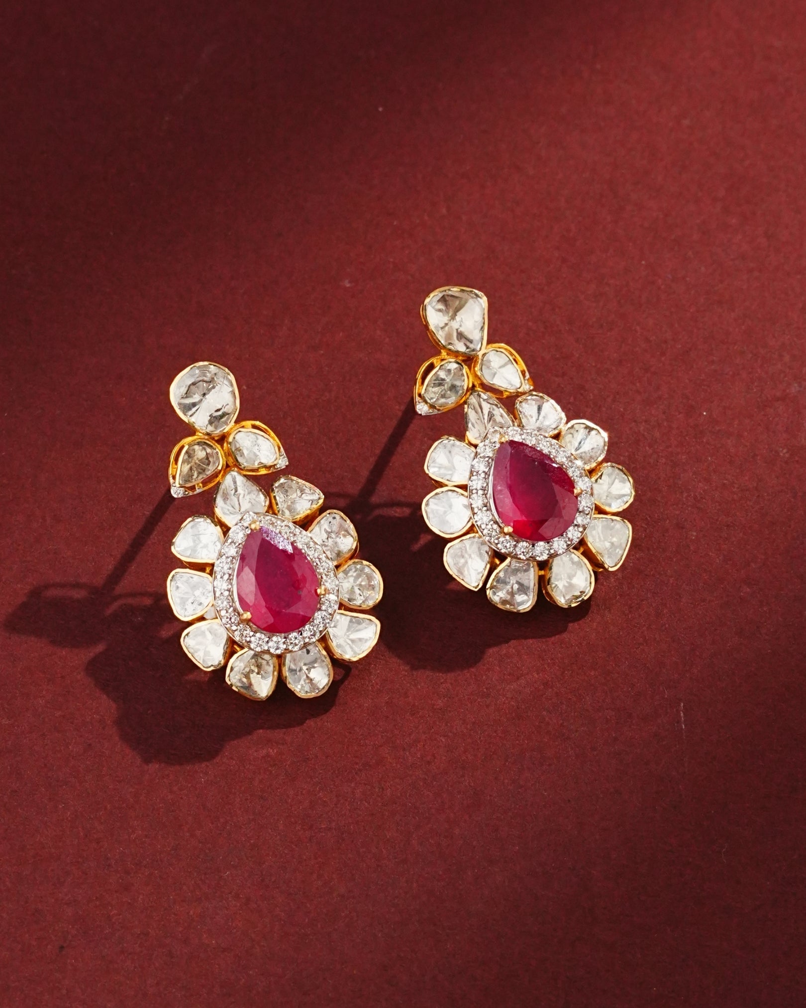 Kesha Polki And Diamond Long Earrings