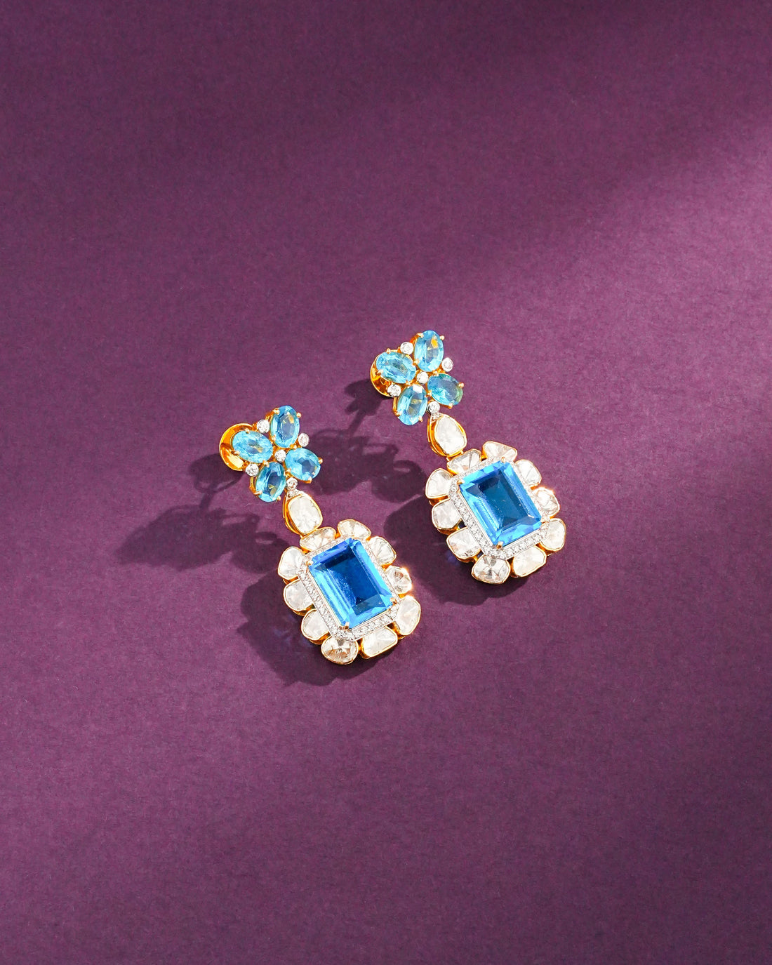 Ditya Polki And Diamond Long Earrings