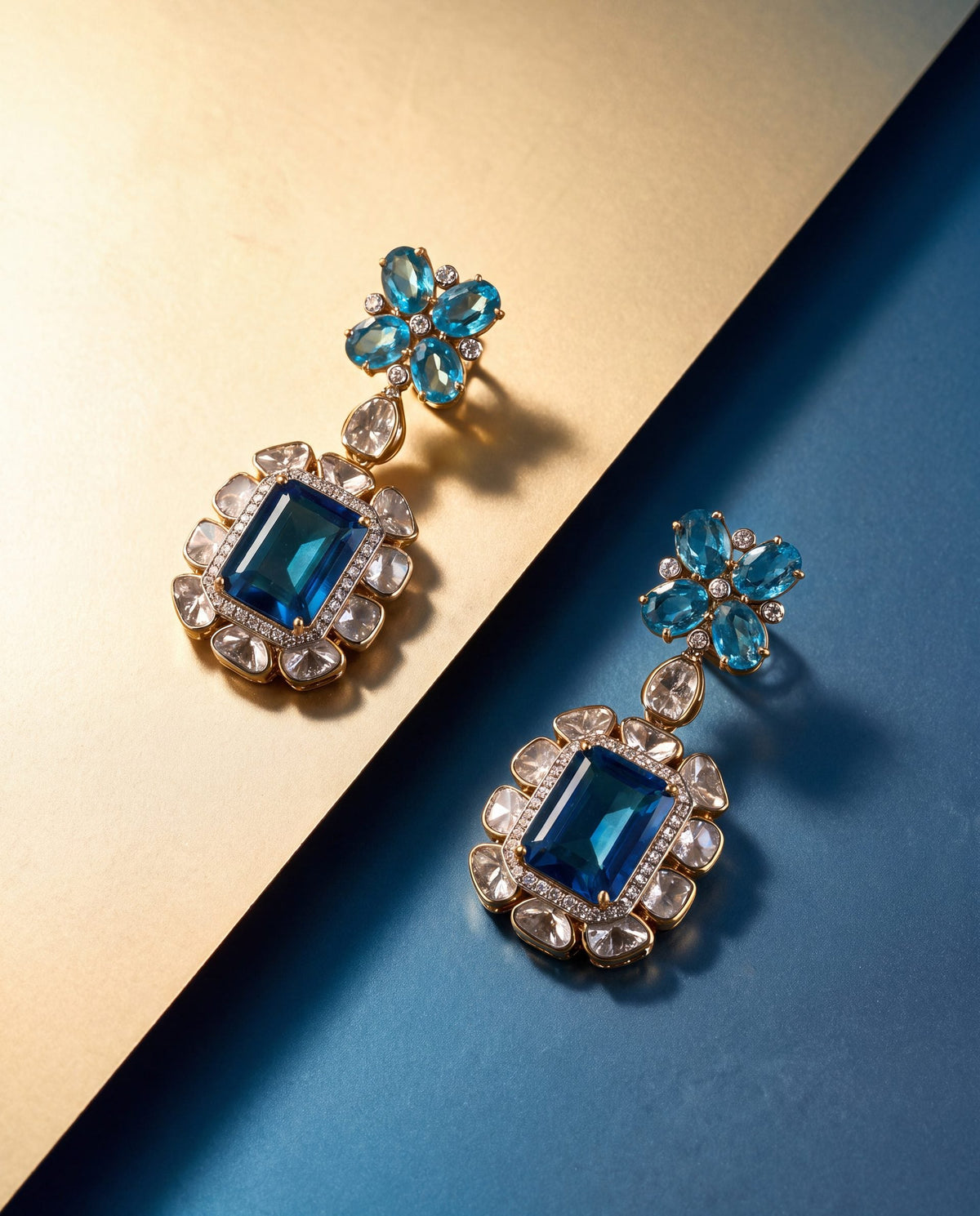 Ditya Polki And Diamond Long Earrings