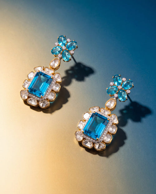 Ditya Polki And Diamond Long Earrings
