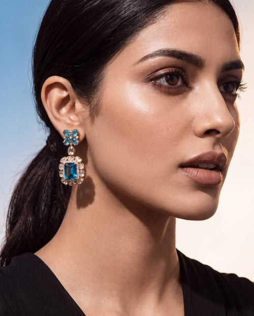 Ditya Polki And Diamond Long Earrings