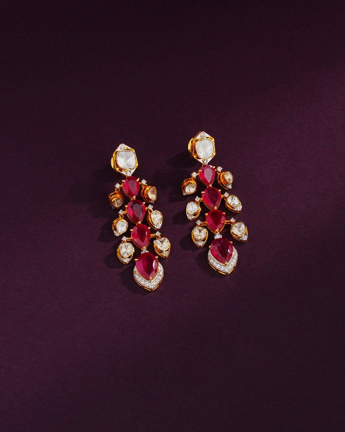 Janvi Polki And Diamond Long Earrings