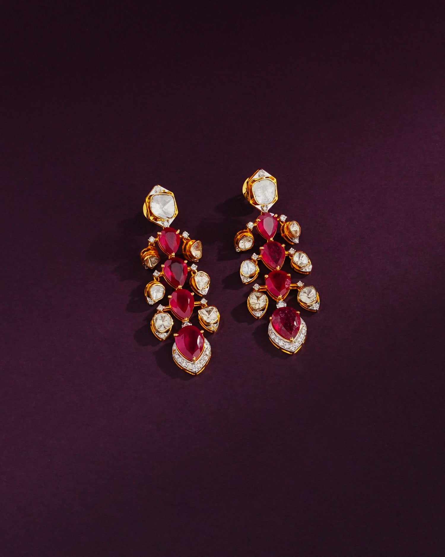 Janvi Polki And Diamond Long Earrings