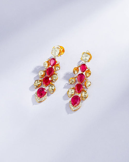 Janvi Polki And Diamond Long Earrings