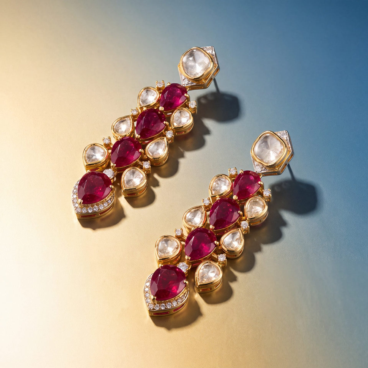 Janvi Polki And Diamond Long Earrings