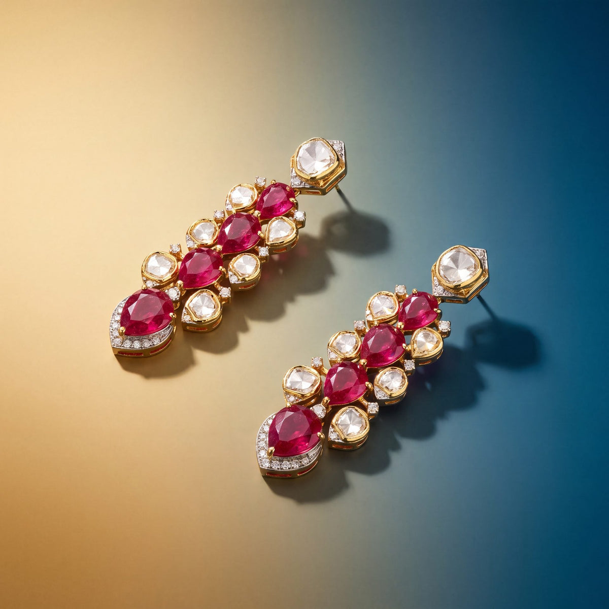 Janvi Polki And Diamond Long Earrings