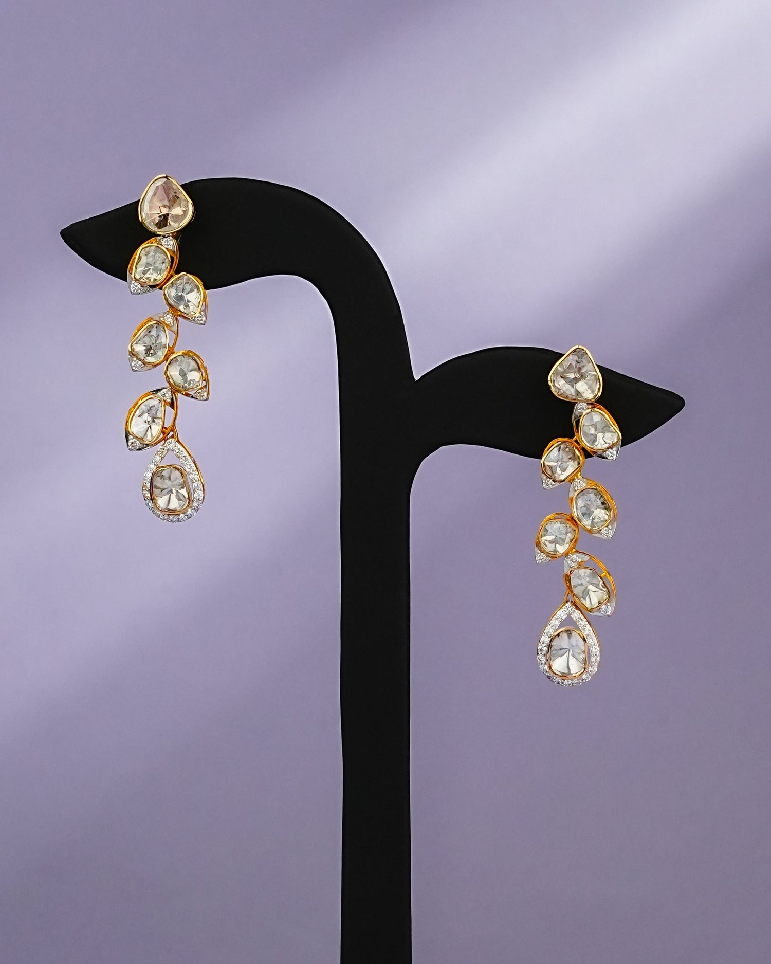 Vanya Polki And Diamond Long Earrings