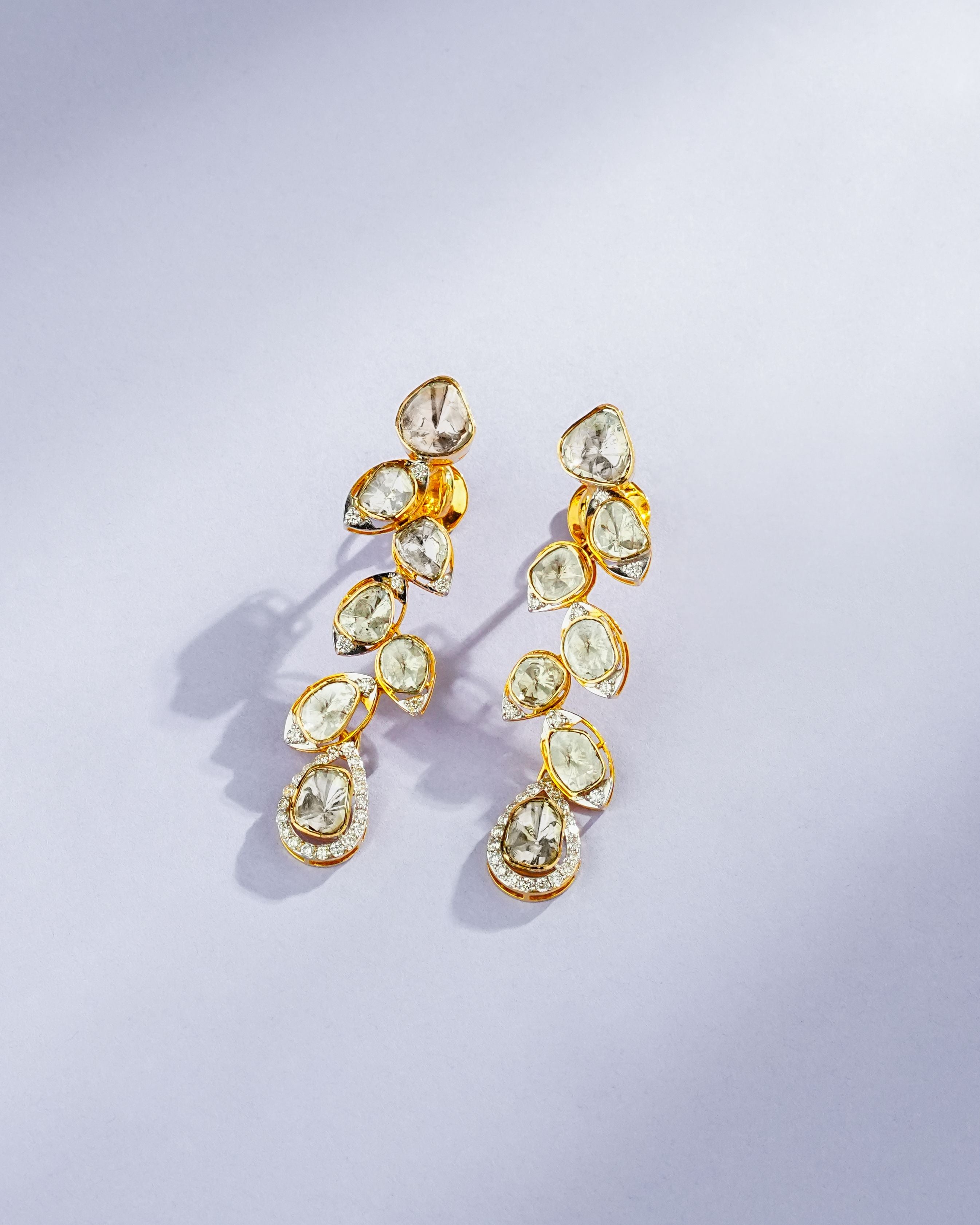 Vanya Polki And Diamond Long Earrings