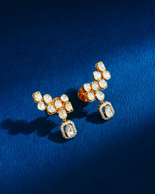 Malti Polki And Diamond Long Earrings