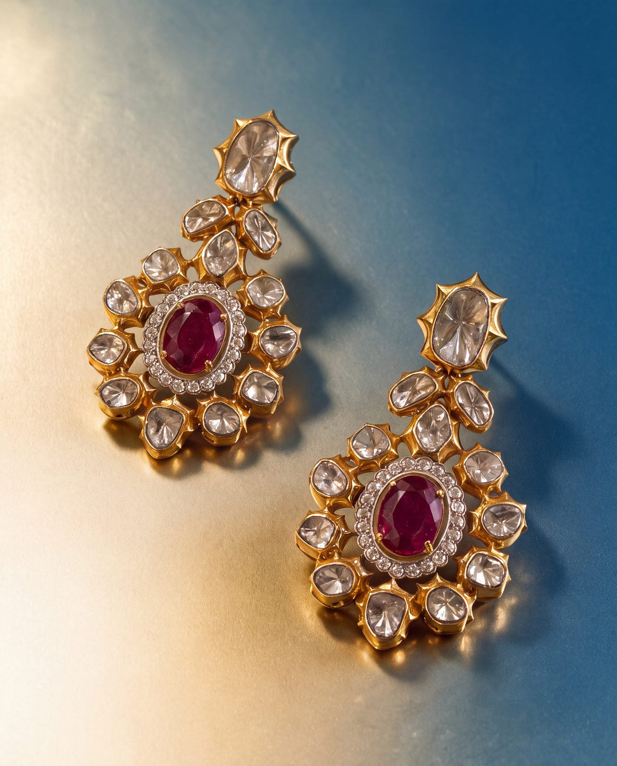 Zaisha Polki And Diamond Long Earrings