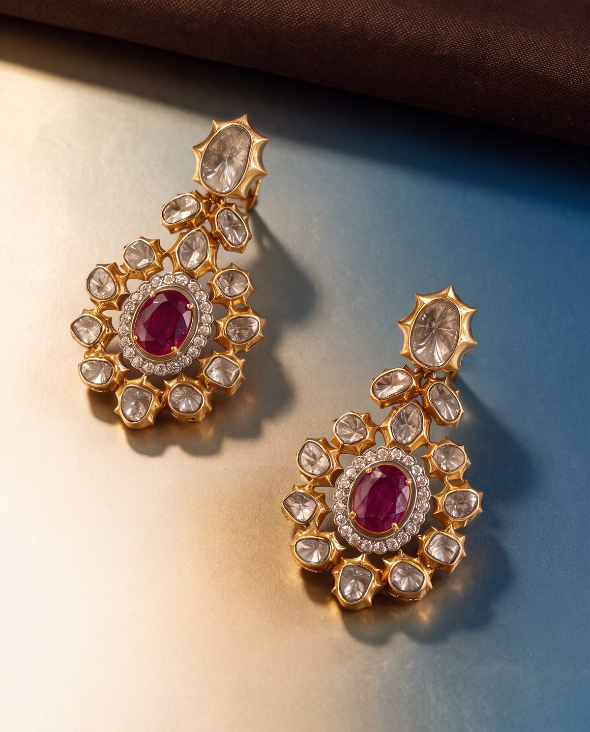 Zaisha Polki And Diamond Long Earrings