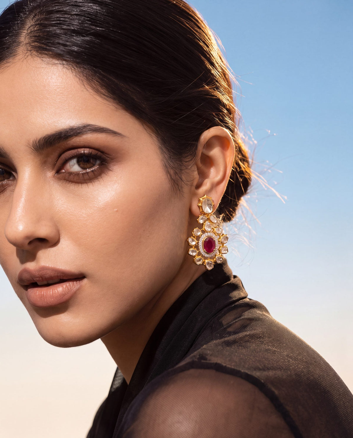 Zaisha Polki And Diamond Long Earrings