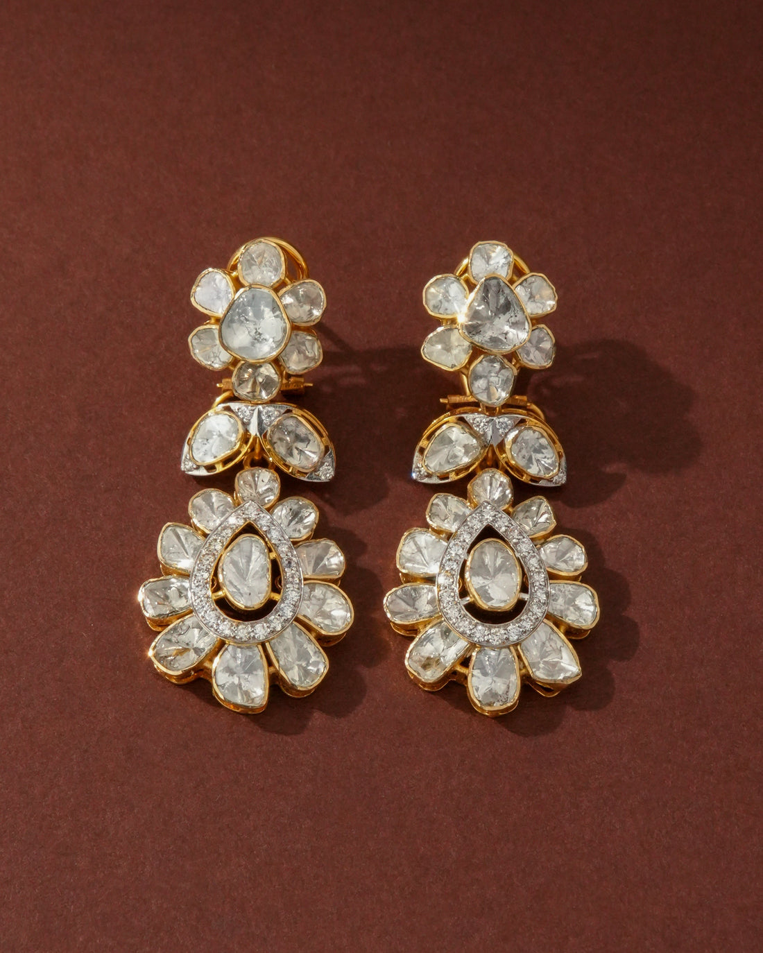 Riya Polki And Diamond Long Earrings