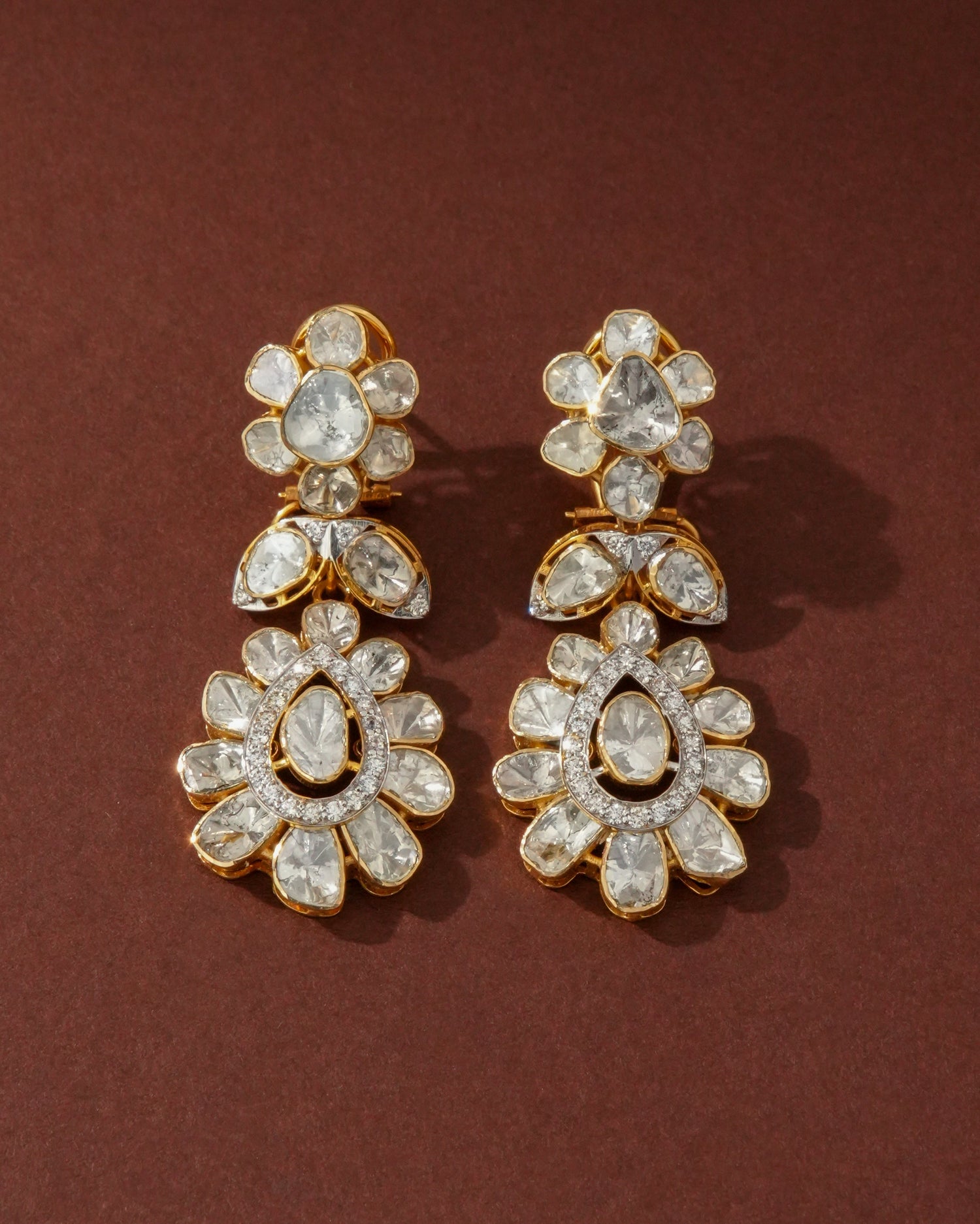 Riya Polki And Diamond Long Earrings