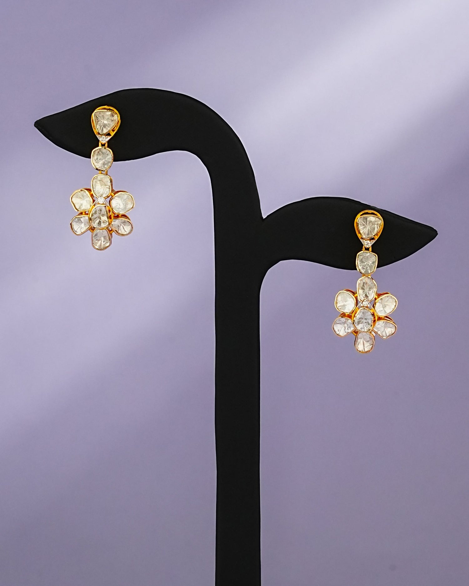 Doreya Polki And Diamond Long Earrings