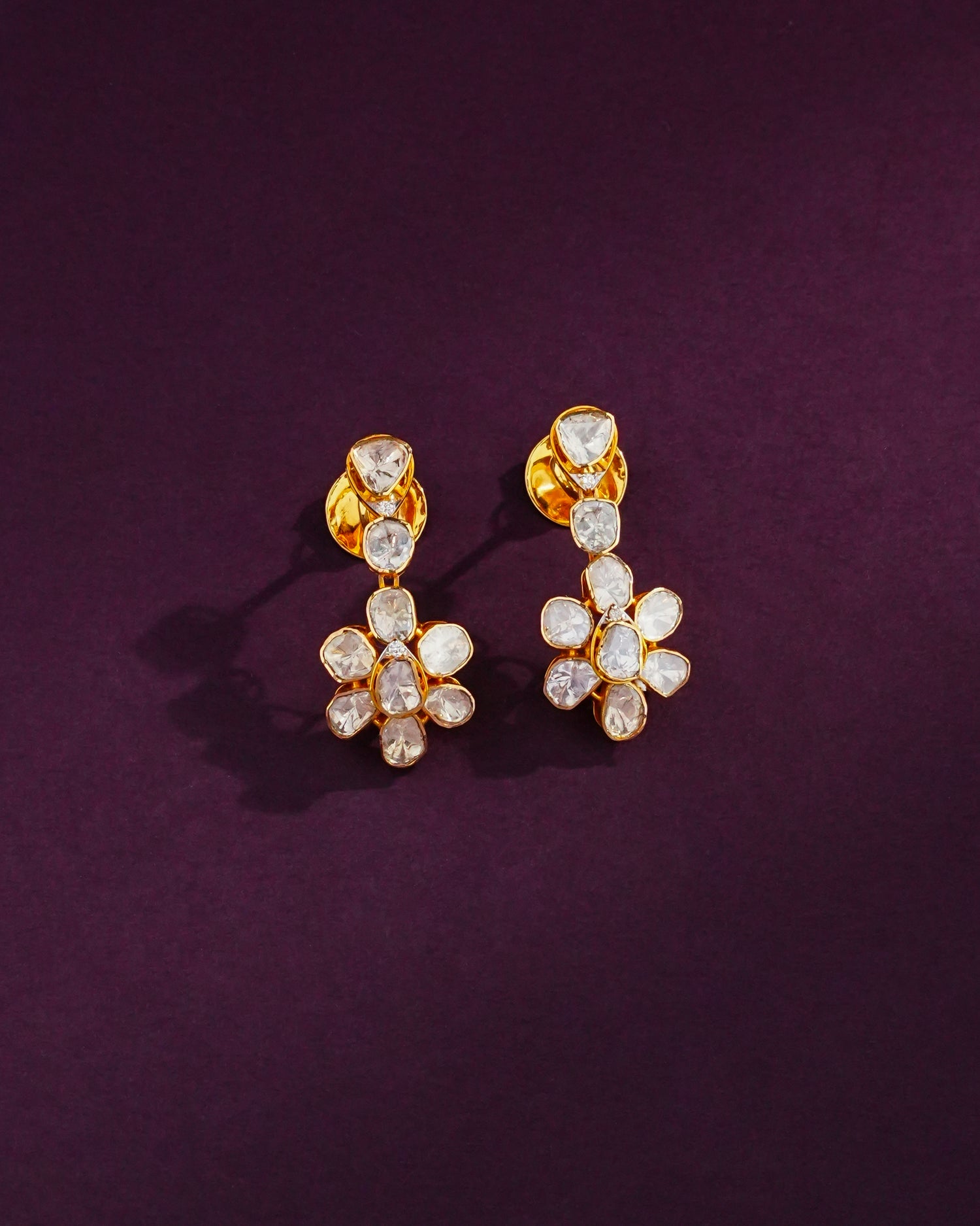 Doreya Polki And Diamond Long Earrings
