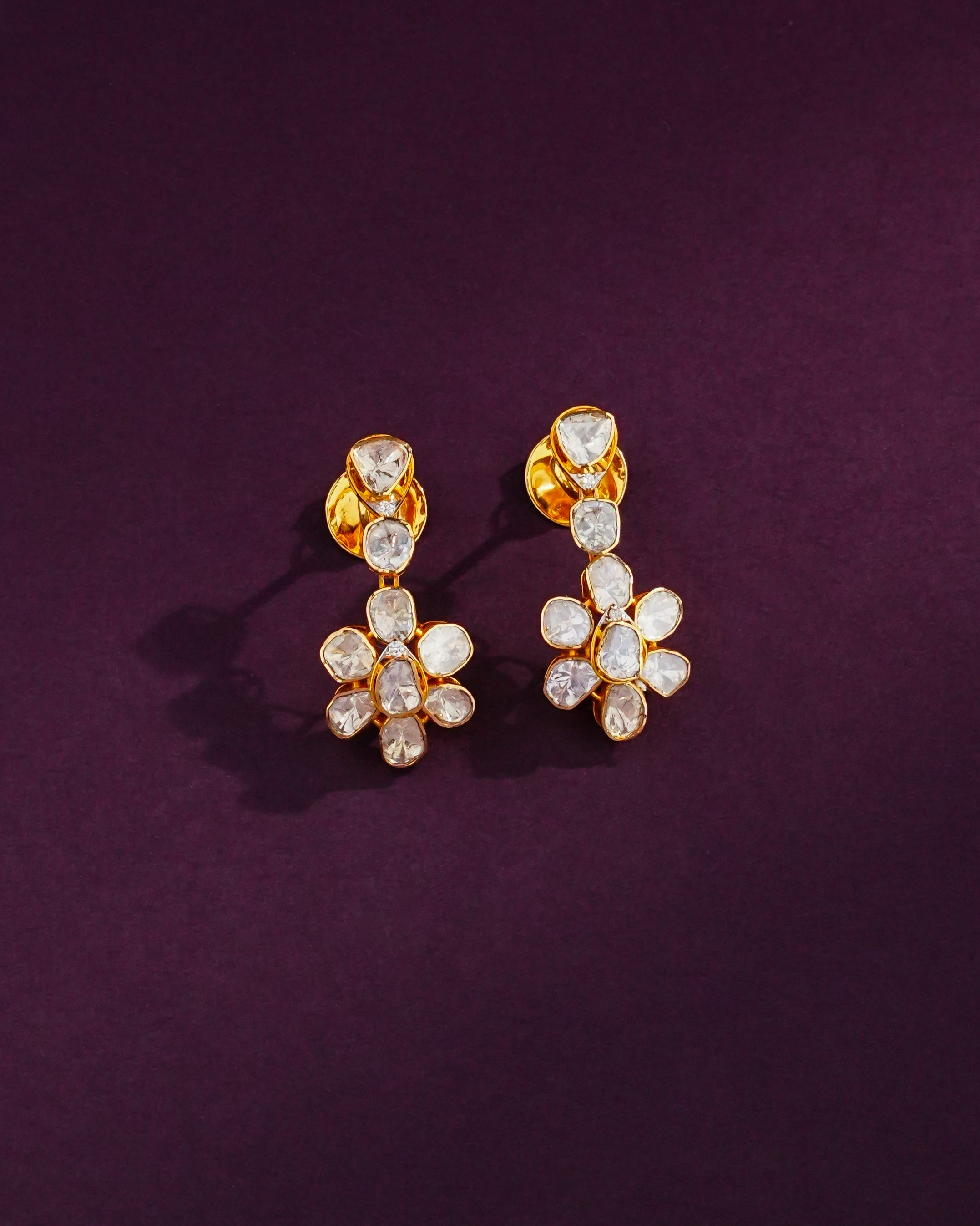 Doreya Polki And Diamond Long Earrings