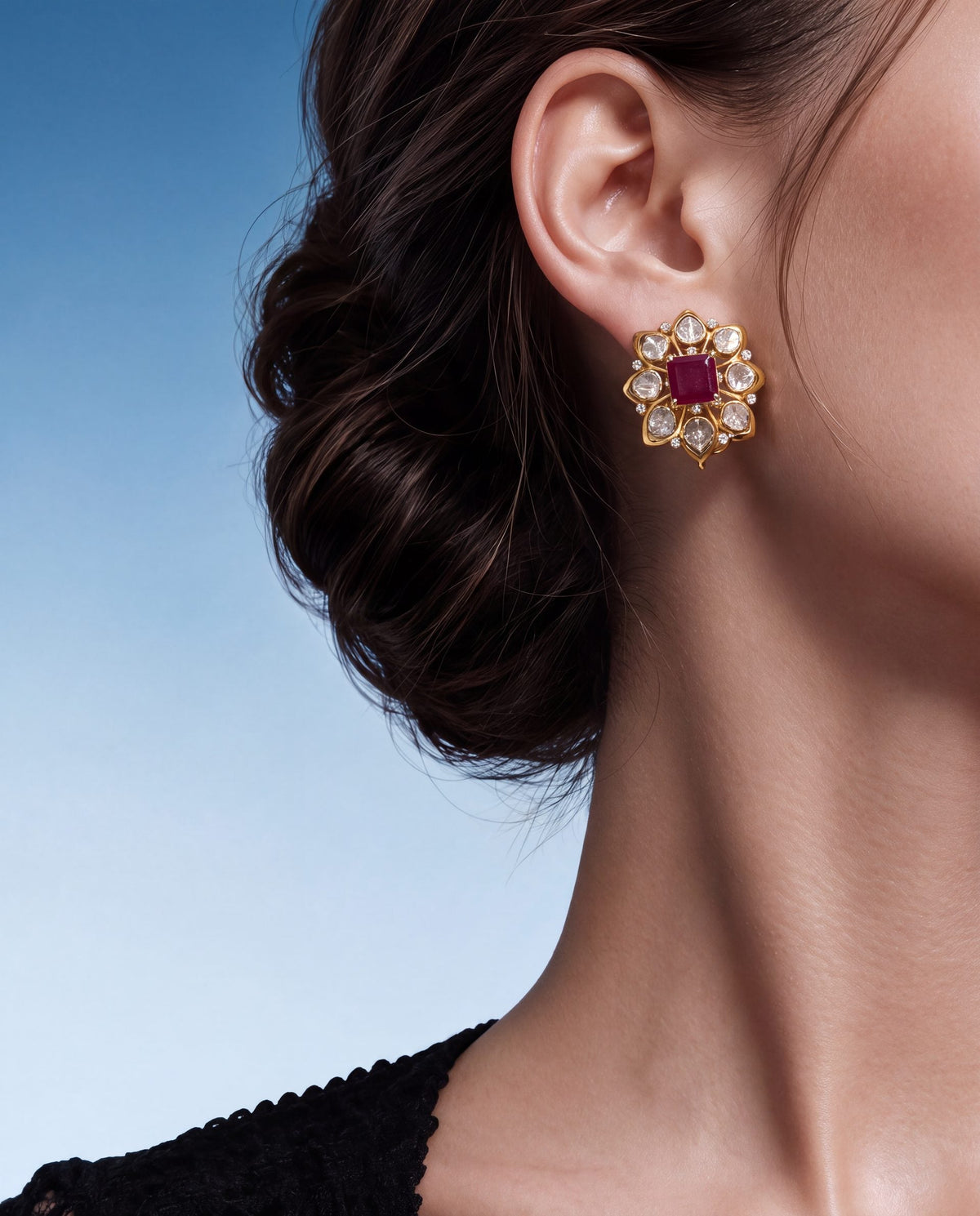 Diya Polki And Diamond Tops