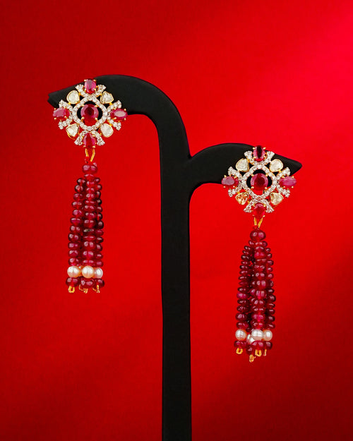 Vatsya Polki And Diamond Long Earrings