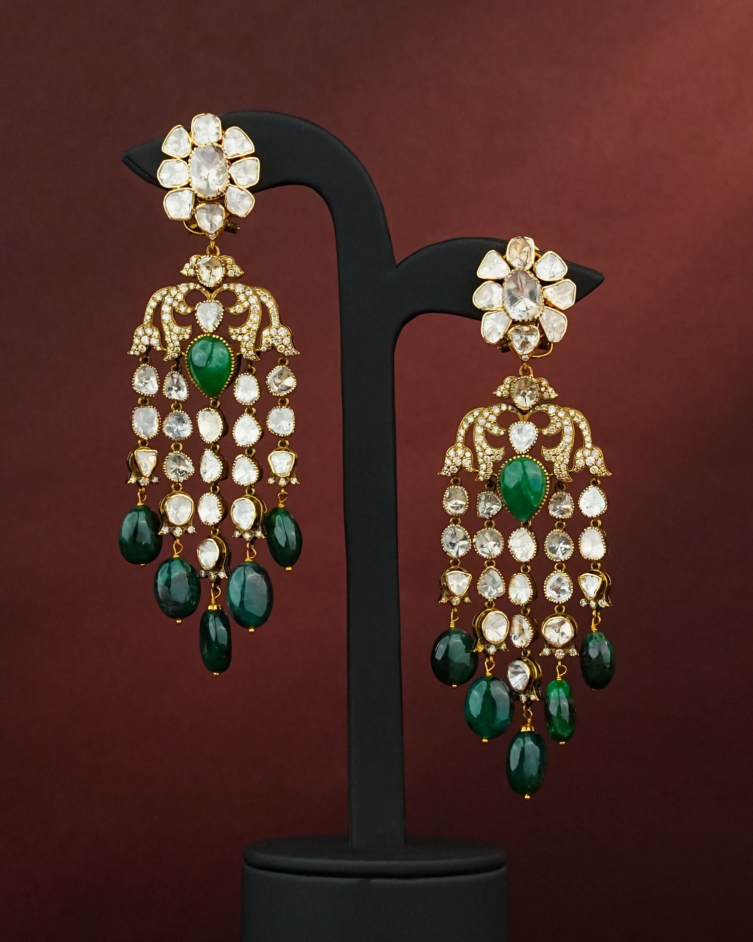 Urvita Polki And Diamond Long Earrings