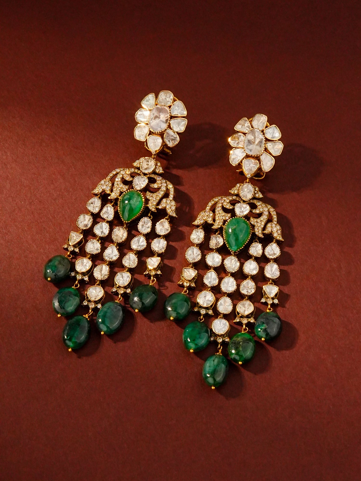 Urvita Polki And Diamond Long Earrings