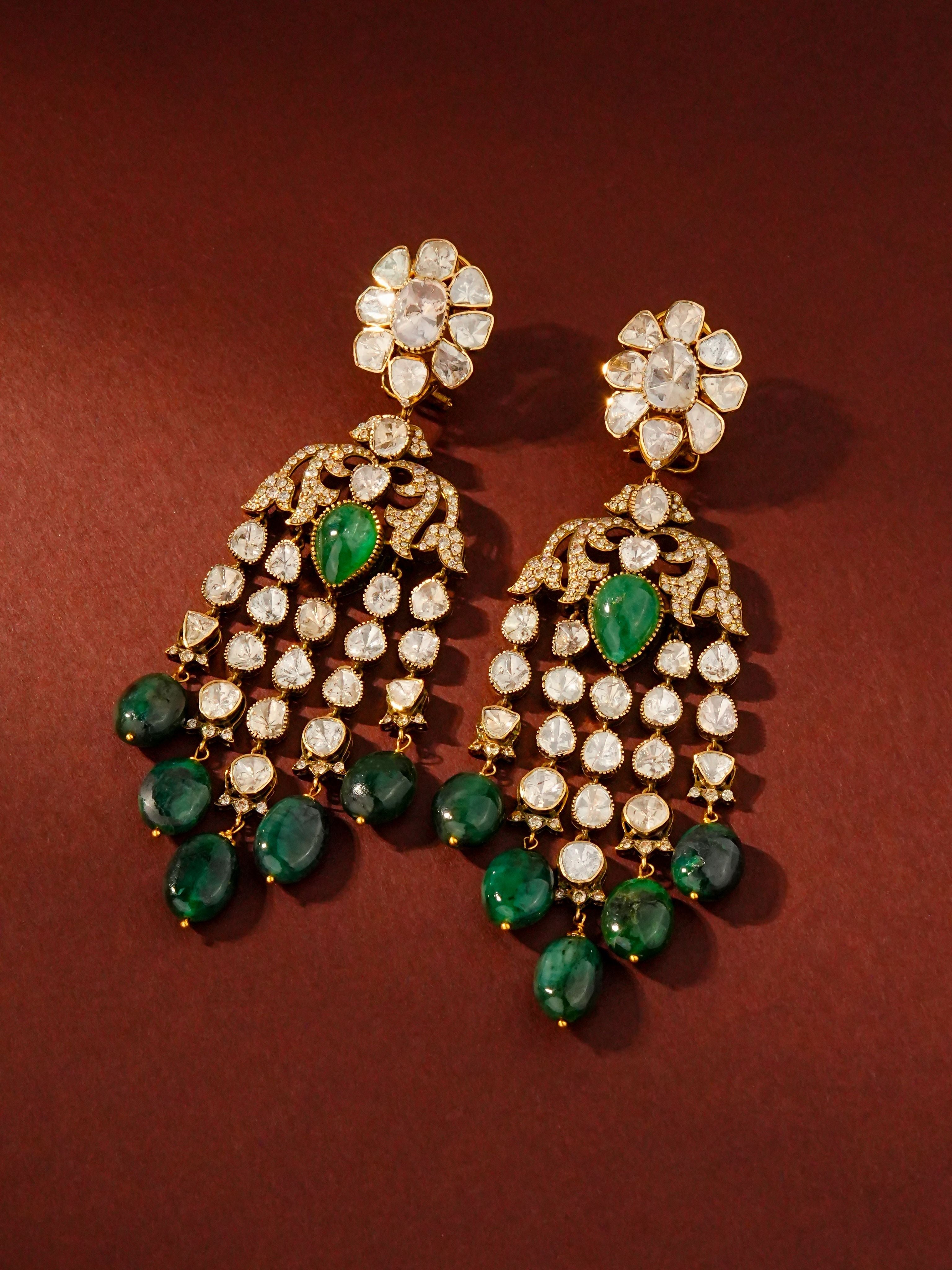 Urvita Polki And Diamond Long Earrings
