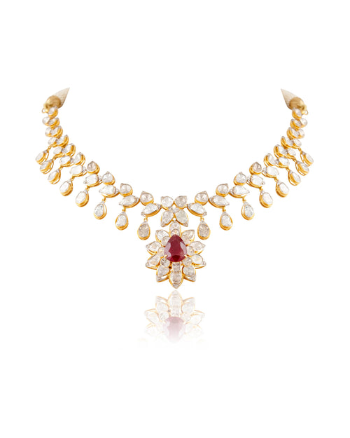 Tiya Necklace And Nia Necklace Polki And Diamond Set