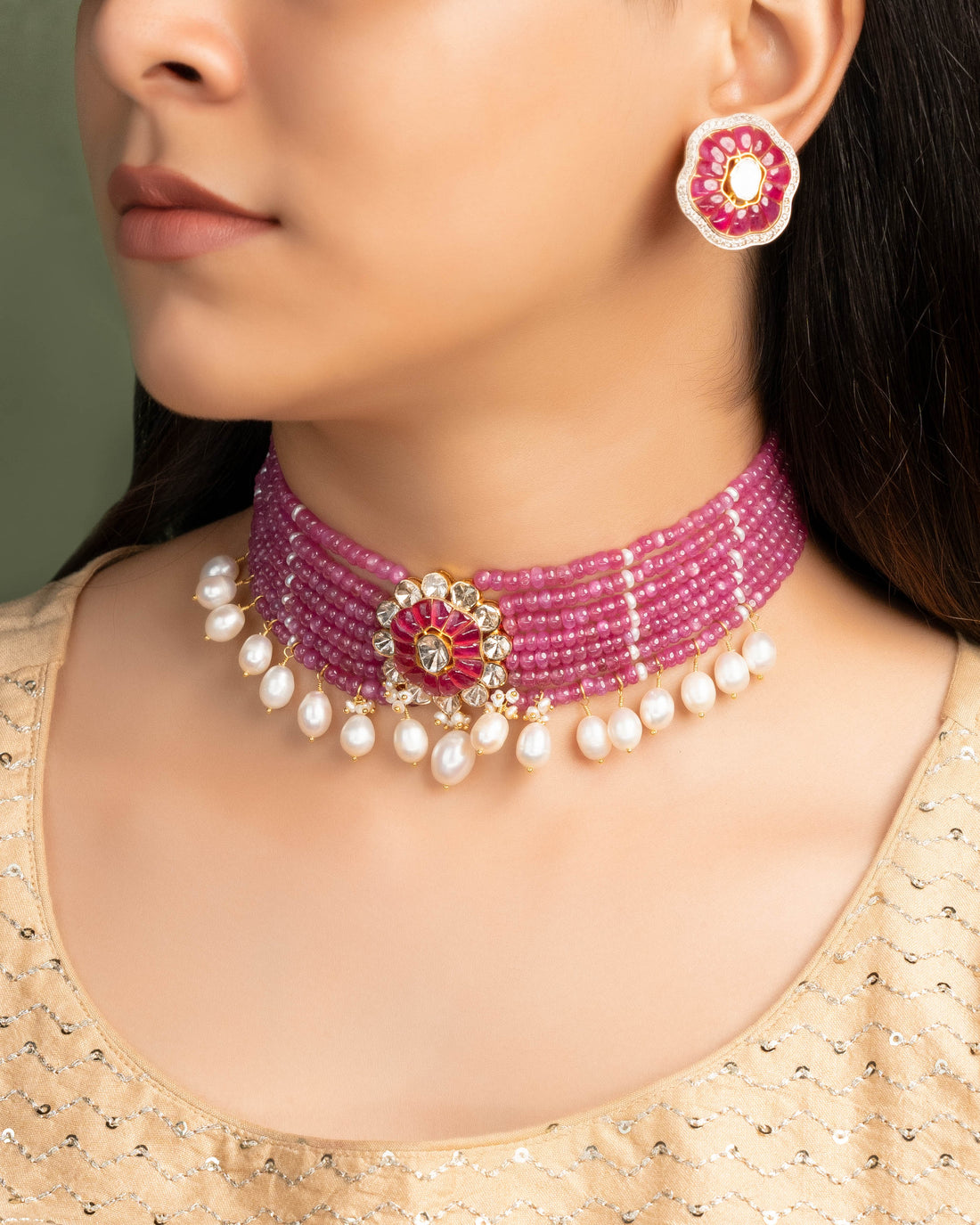 Samreen Polki Bead Choker
