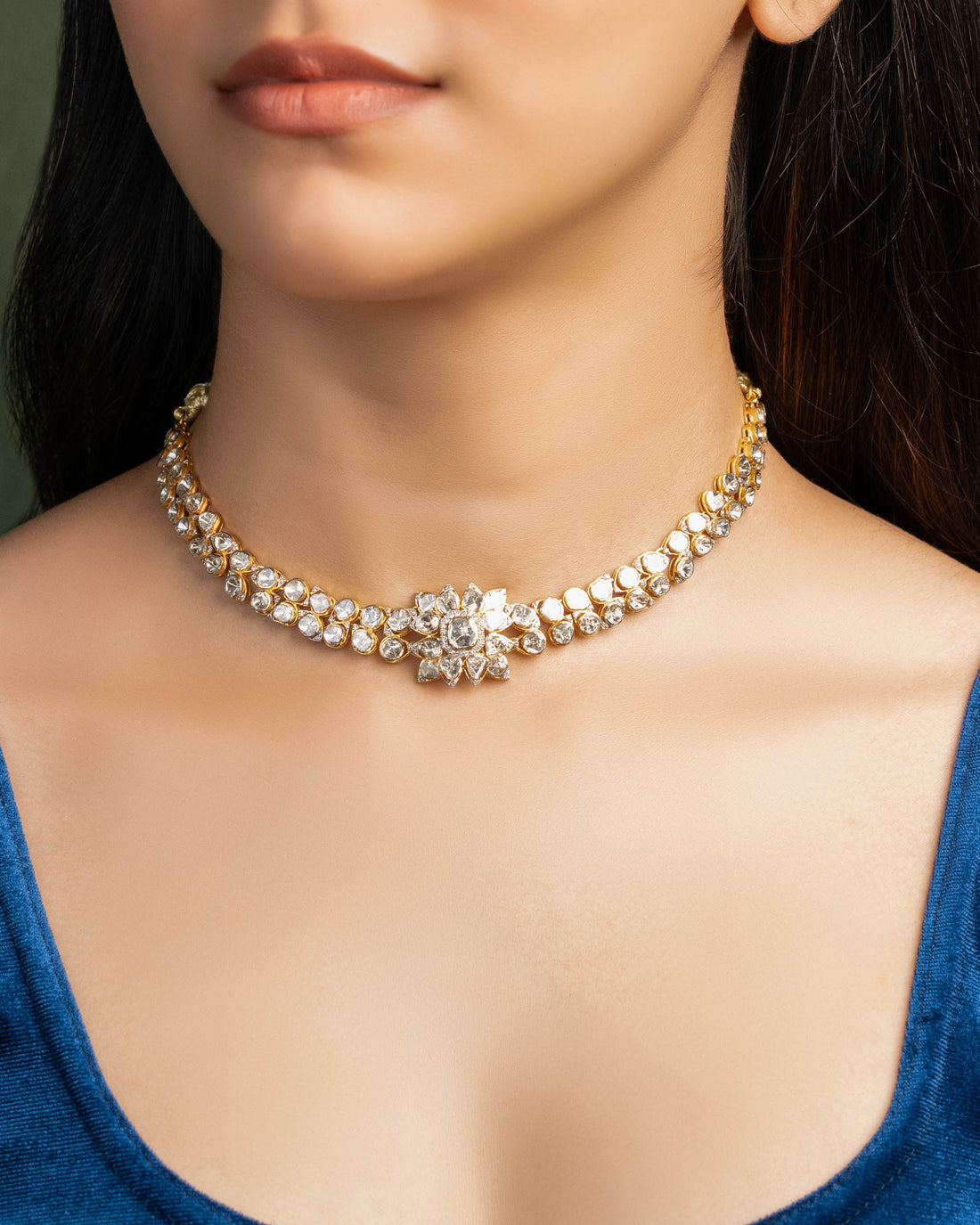 Bhagyashree Polki And Diamond Necklace