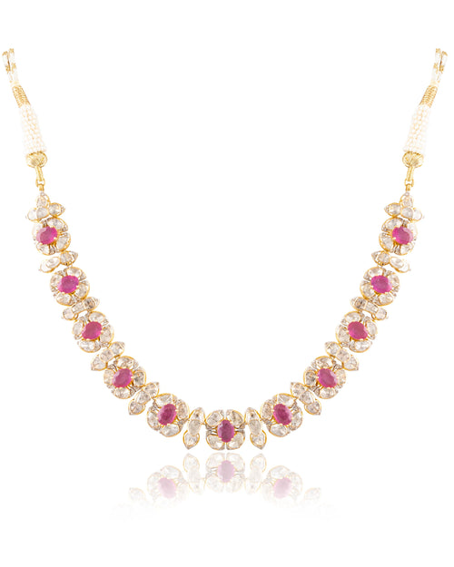 Mohina Necklace And Manasvi Tops Polki And Diamond Set