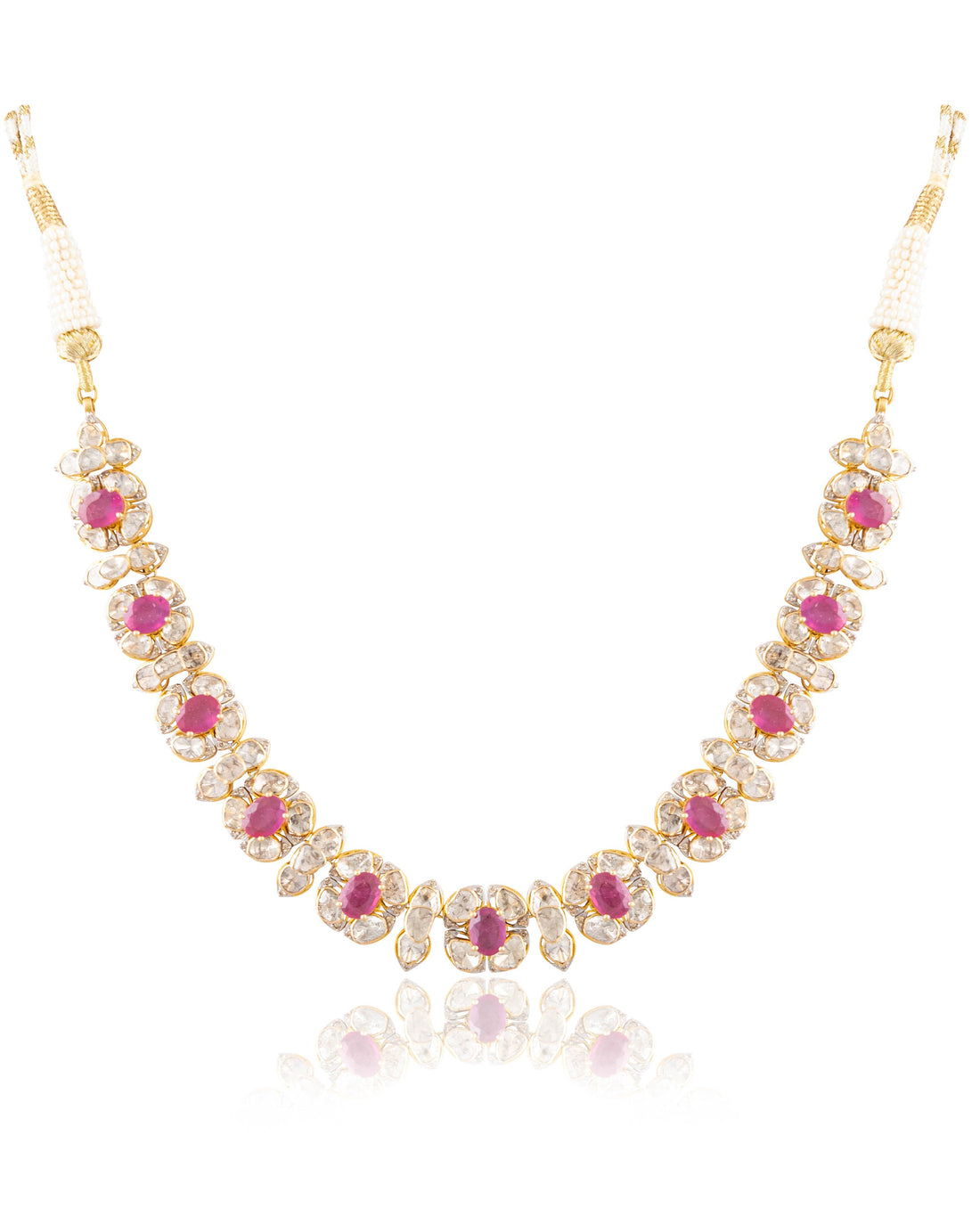 Mohina Necklace And Manasvi Tops Polki And Diamond Set