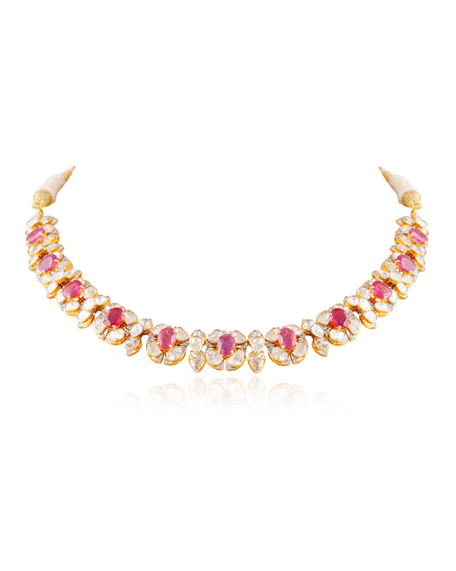 Mohina Necklace And Manasvi Tops Polki And Diamond Set