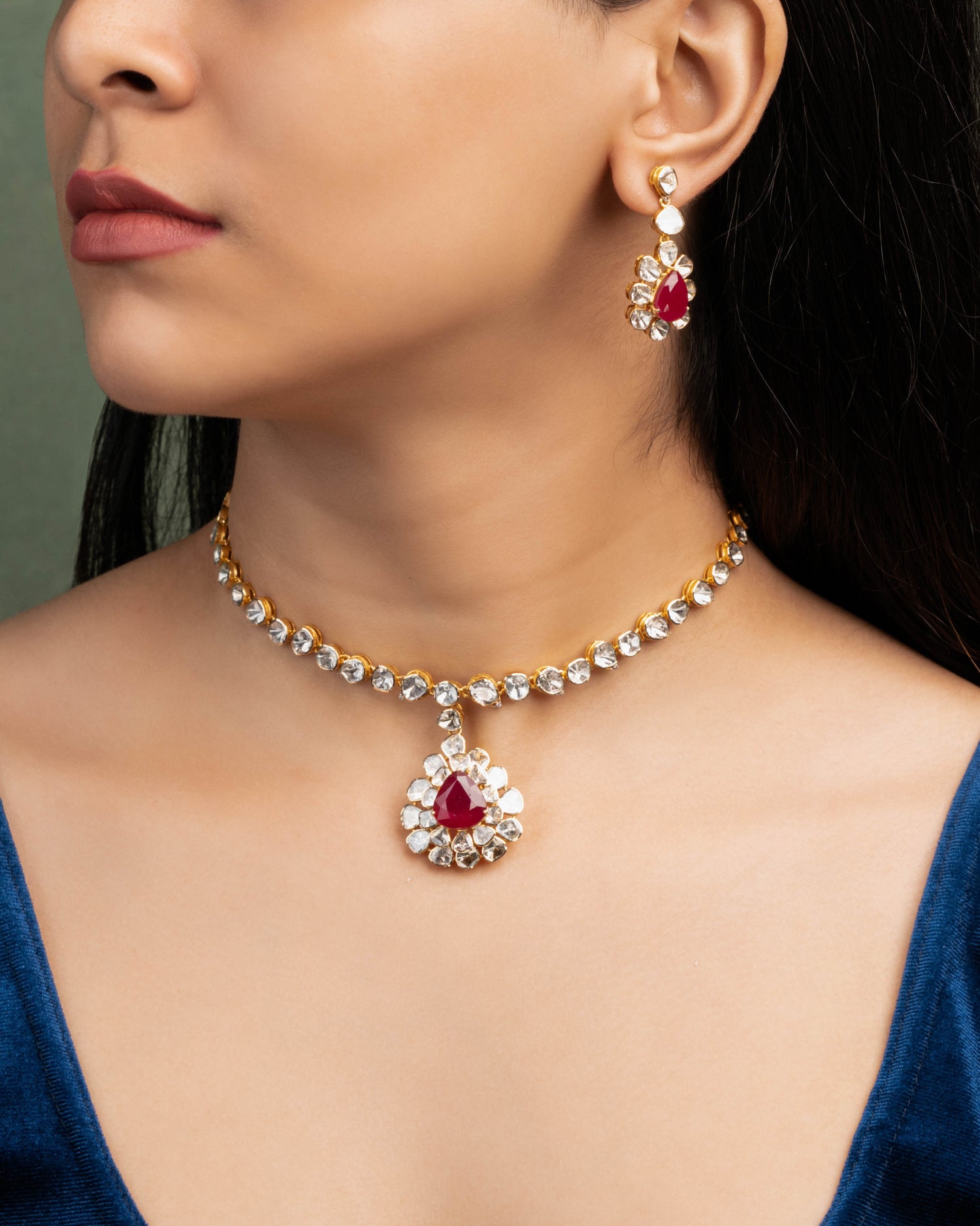 Darshita Polki And Diamond Long Earrings