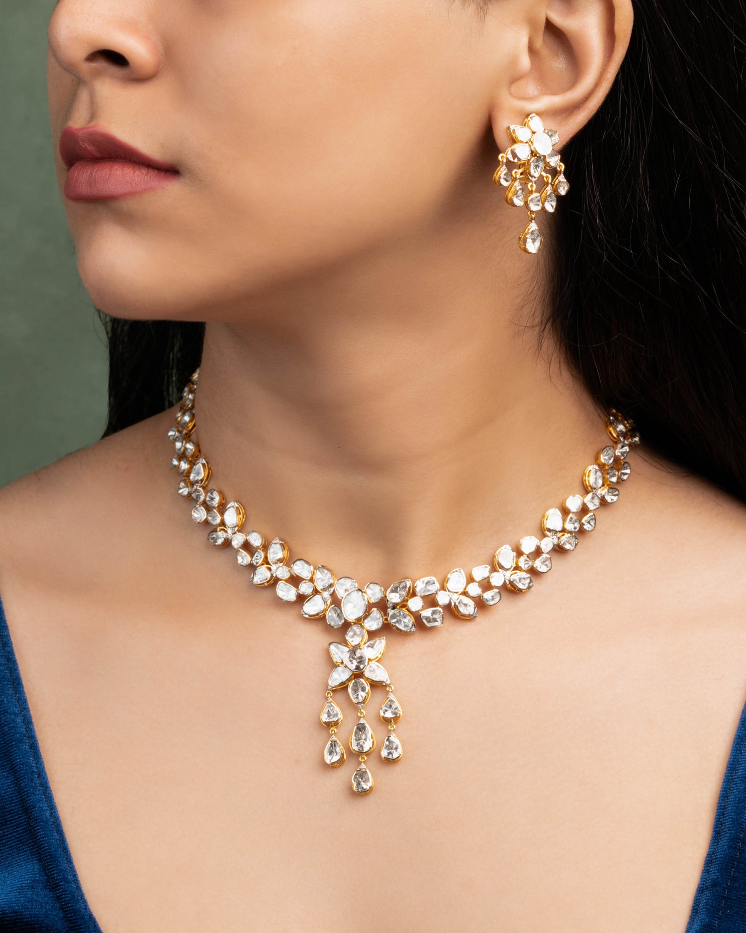 Aakhya Polki And Diamond Long Earrings