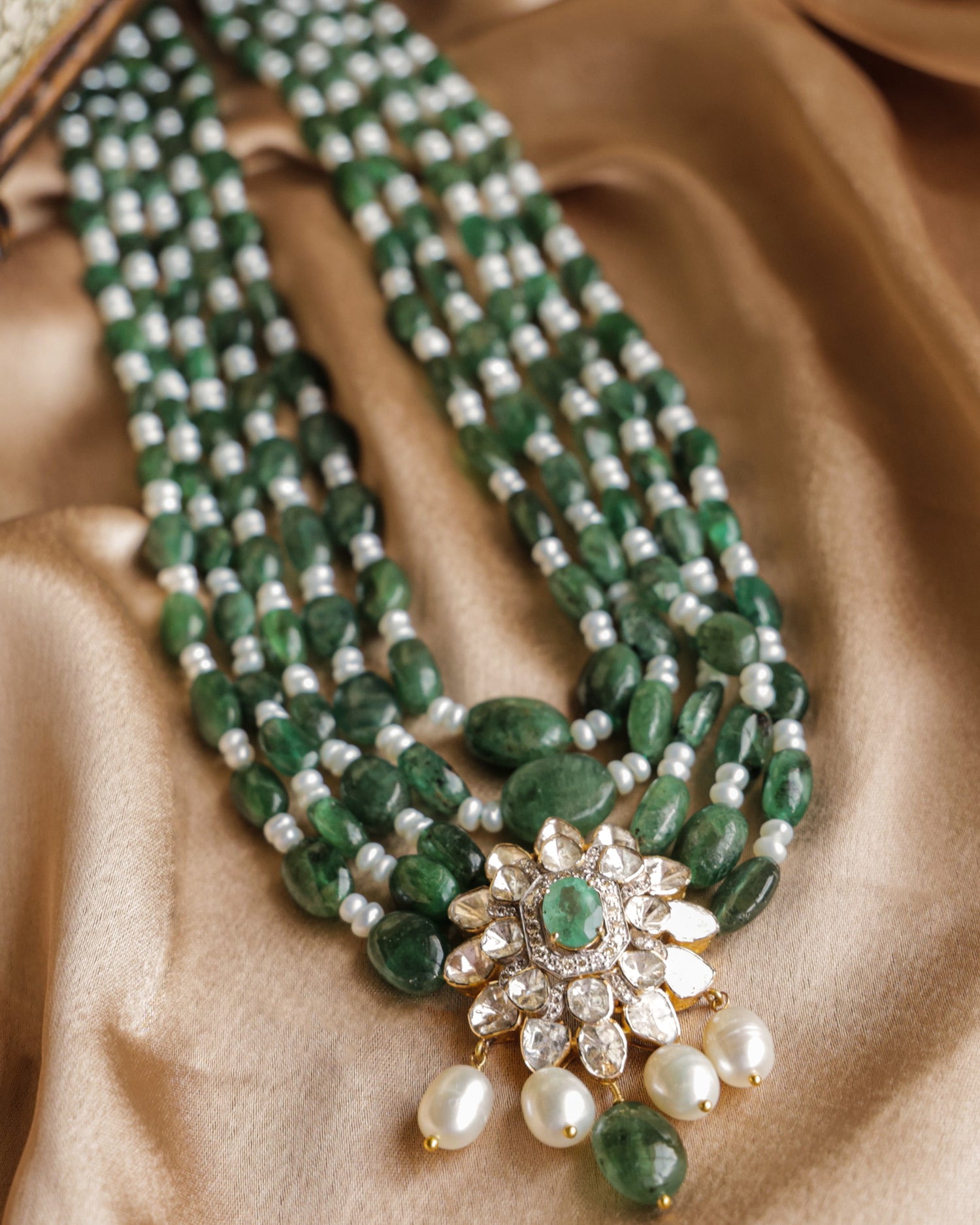 Zella Polki And Diamond Bead Pendant