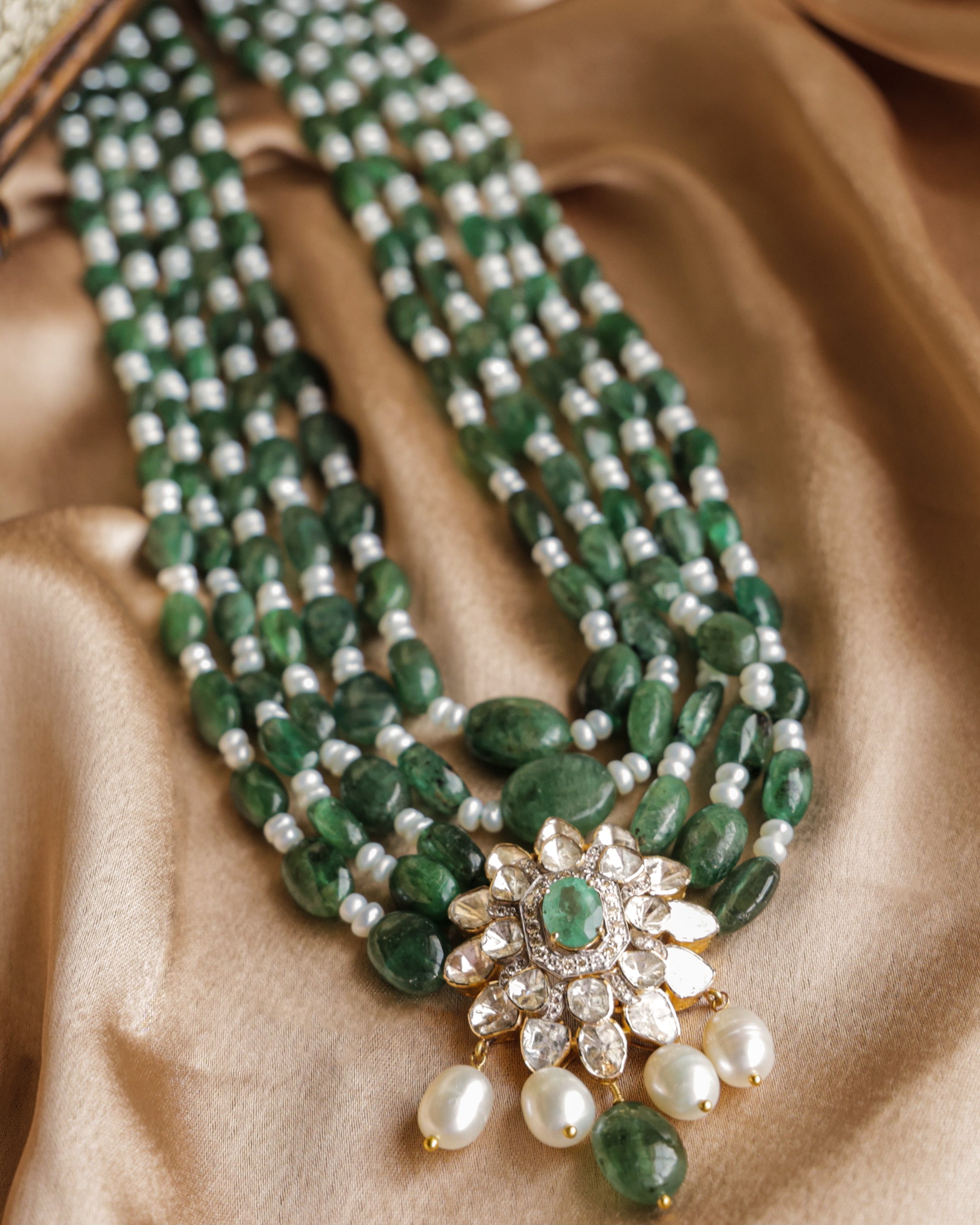 Zella Polki And Diamond Bead Pendant