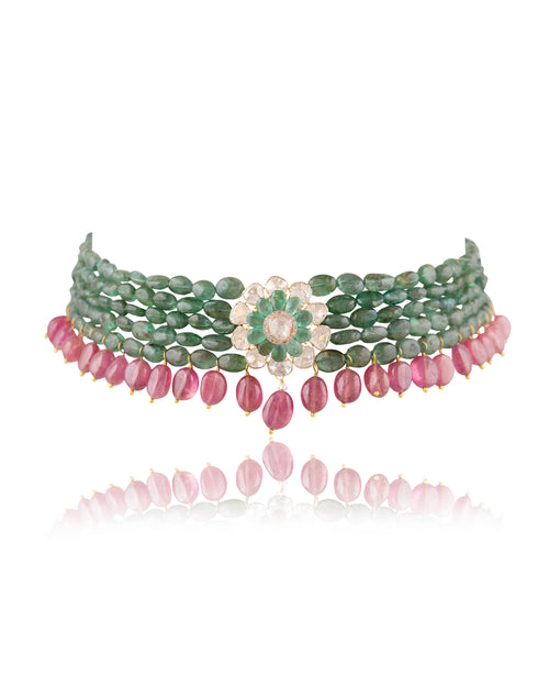 Navya Polki And Diamond Bead Choker