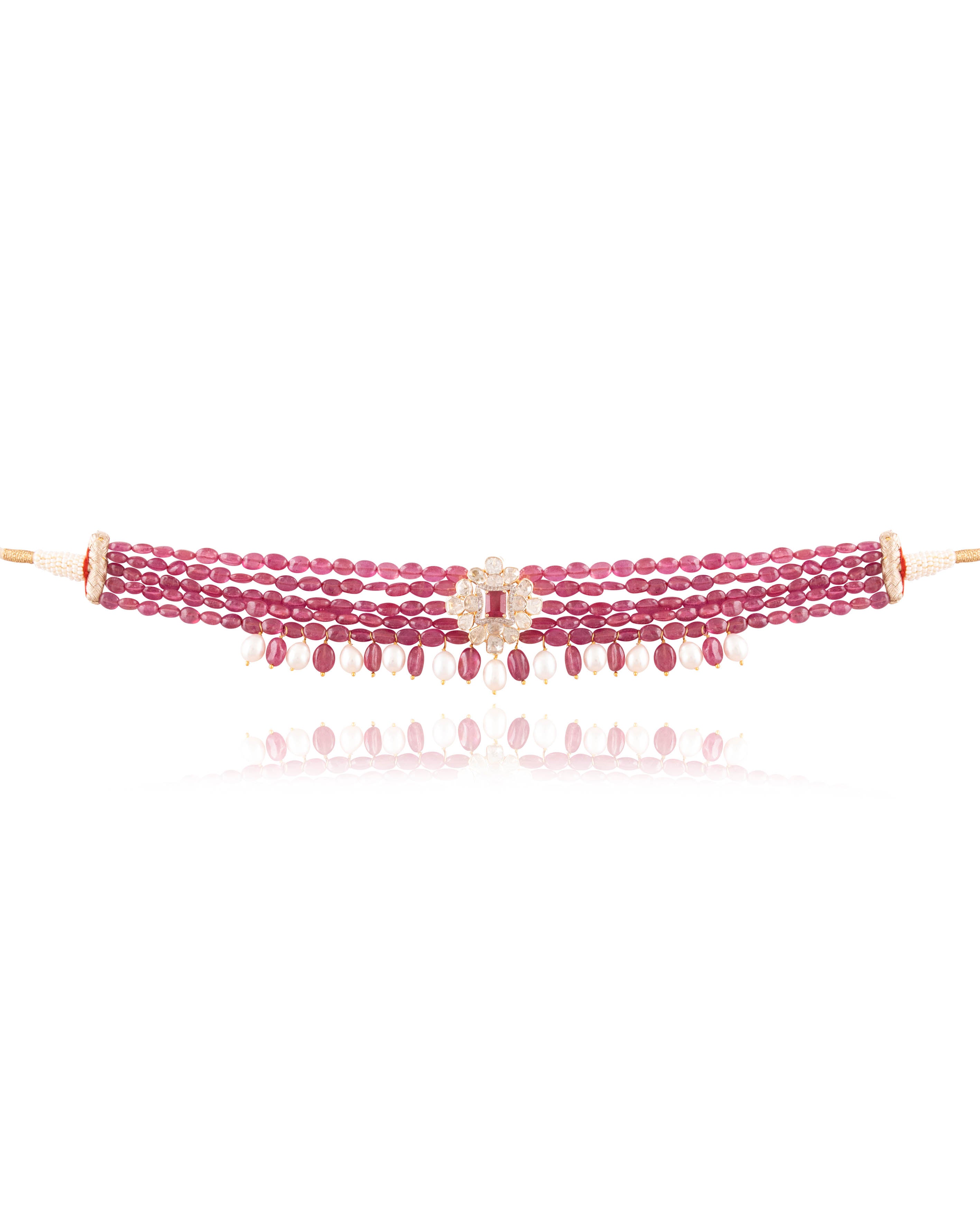 Shaniya Polki And Diamond Bead Choker