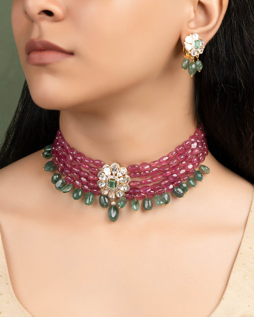Samara Polki And Diamond Bead Choker