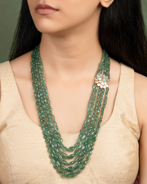 Asra Bead Pendant And Shrusthi Tops Polki Set