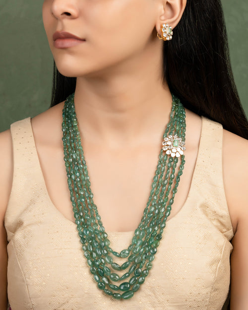 Asra Bead Pendant And Shrusthi Tops Polki Set