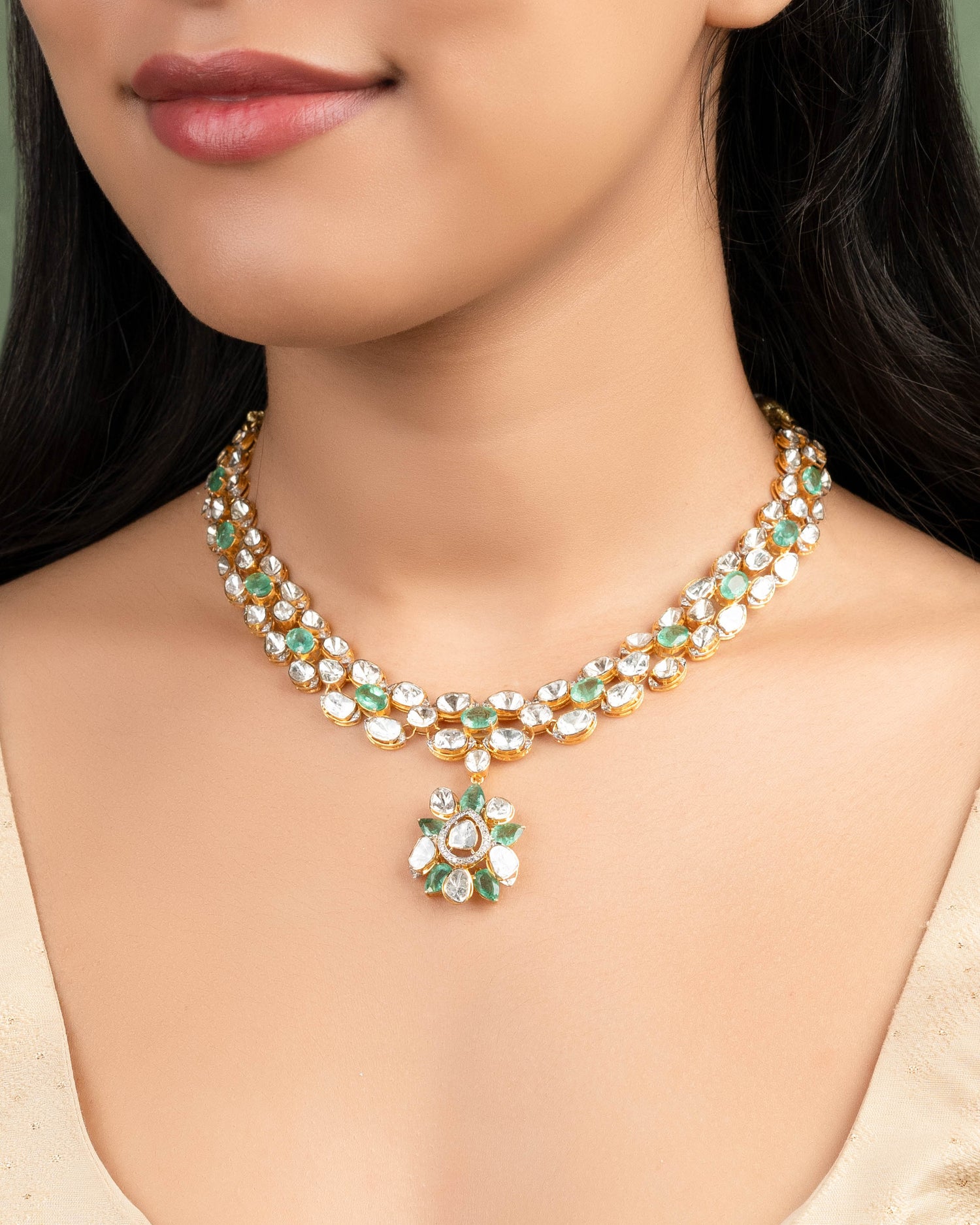 Minaz Polki And Diamond Necklace