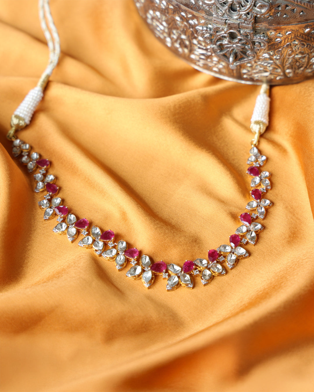 Velira Polki And Diamond Necklace
