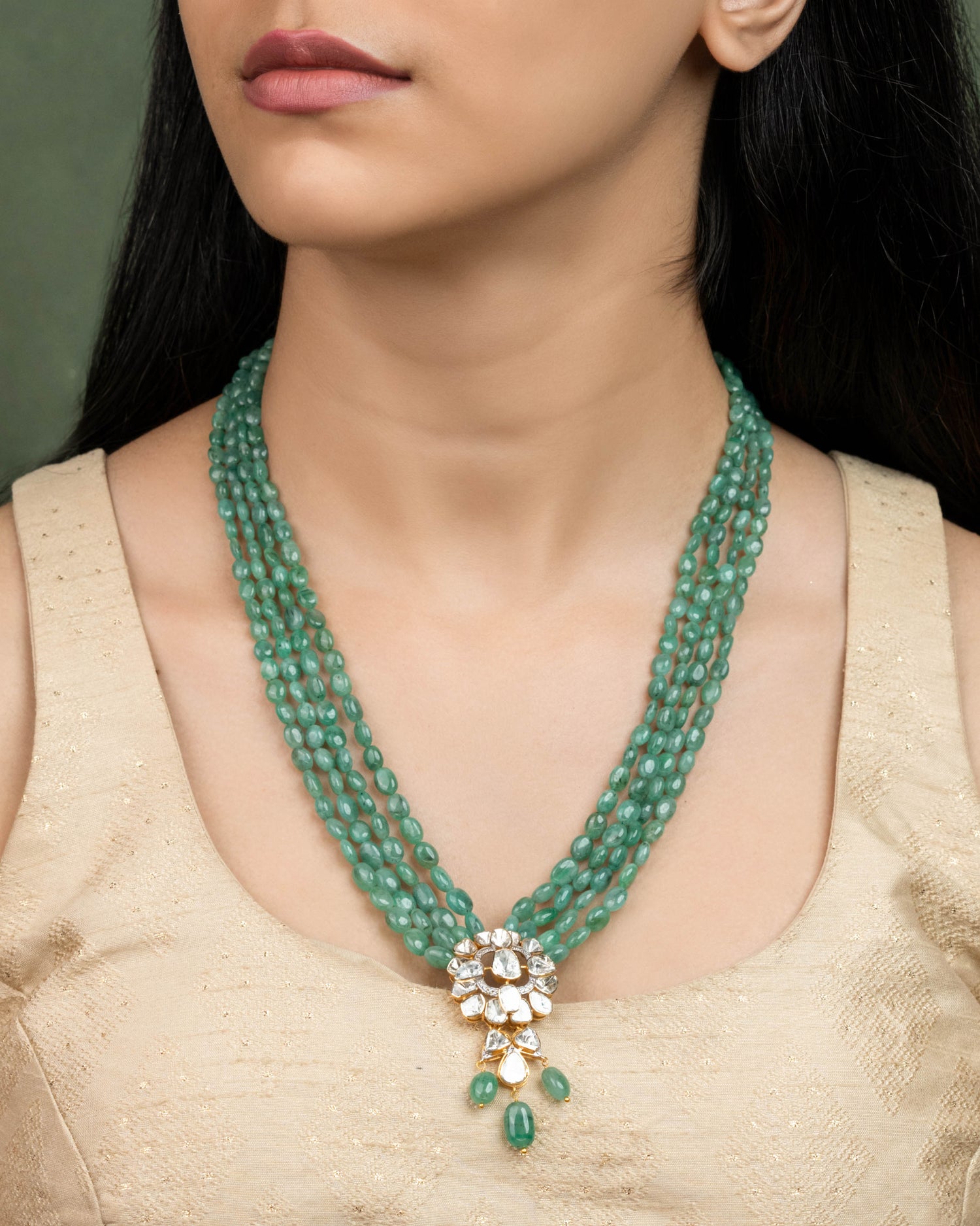 Liyaan Polki And Diamond Bead Pendant – Tyaani Jewellery LLP