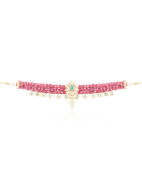Roma Polki And Diamond Bead Choker